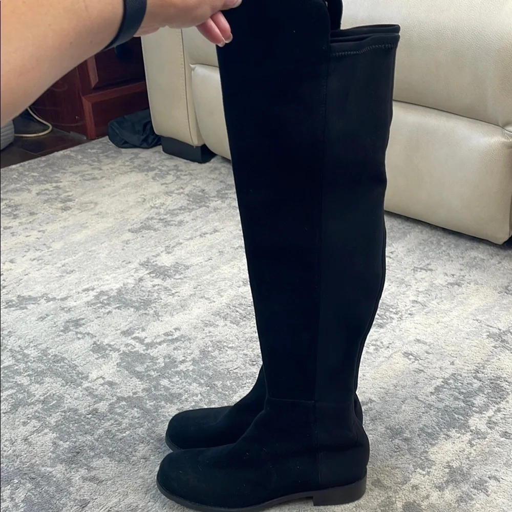 New Stuart Weitzman 5050 Over The Knee Riding Boots Black Suede Sz 6